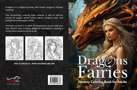 Dragoni e fate Fantasy Coloring Book