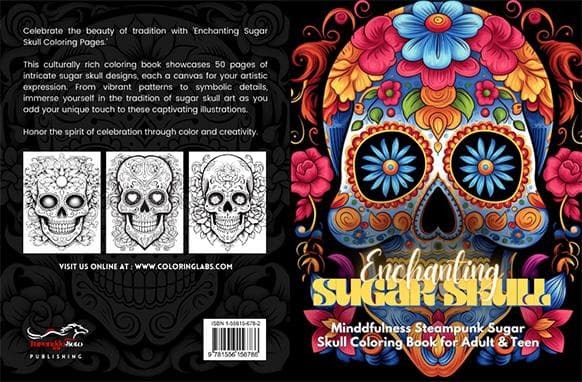 Incantare zucchero cranio adulto da colorare libro