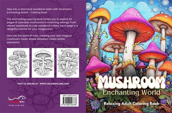 Funghi Enchanting mondo adulto da colorare libro