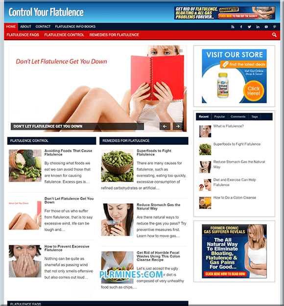 Sito web di Flatulence Control PLR
