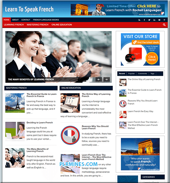 Impara il Francese PLR Blog WordPress
