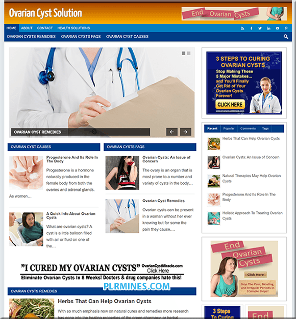 Ovarian Cysts Niche PLR WordPress Sito web