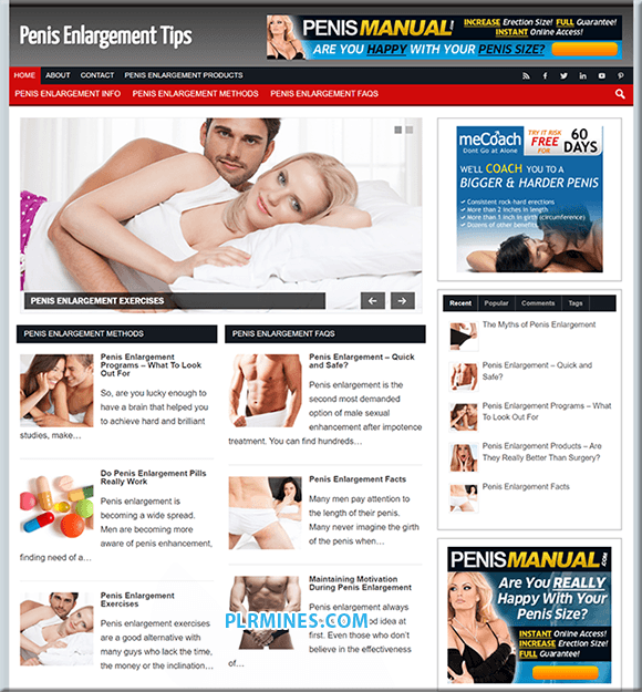 Sito Web WordPress di Niche di ingrandimento del pene