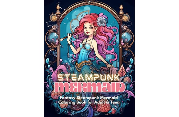 Steampunk sirena adulto da colorare libro