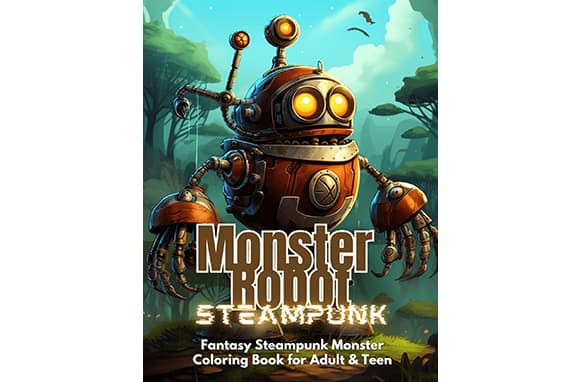 Steampunk Monster Robot Libro da colorare per adulti