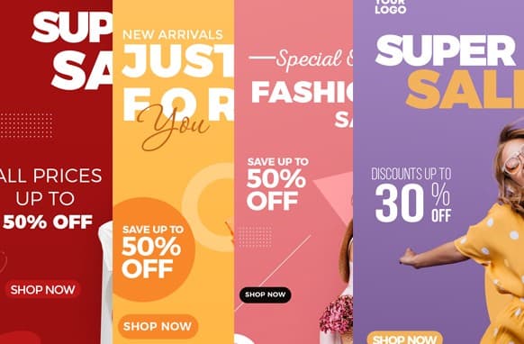 Modelli di annunci verticali di moda
